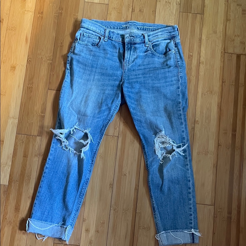 Old Navy Light Blue Distressed Boyfriend Jeans
